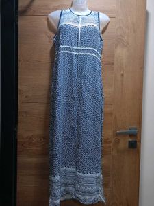 Mineral Blue & White Sleeveless Maxi Kurta 👗