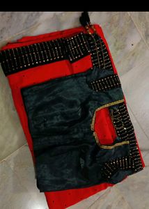 Party Wear Hot Red Saree