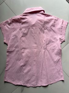 Pink Striped Short Sleeve Blouse