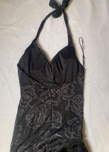Elegant Black Floral Maxi Dress(Fixed price)