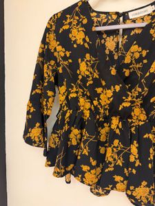 Floral Print Wrap Top