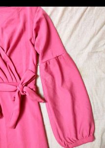 Elegant Pink Wrap Dress