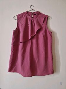 Mauve Ruffle Sleeveless Top