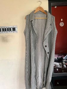 Striped Sleeveless Blazer