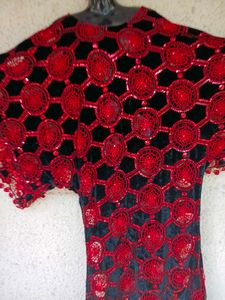 Red &amp; Black Macrome and velvet kaftan