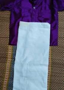 Purple Silk Blend Dhoti Set