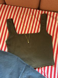 OLIVE GREEN RIBBED TANK TOP