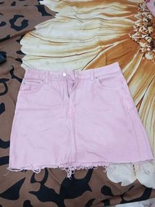 Pink Denim Mini Skirt