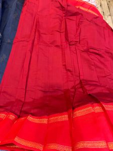 Blue with Red border Saree