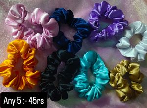 12 pcs Any Colour Stylish Silk Satin Scrunchies