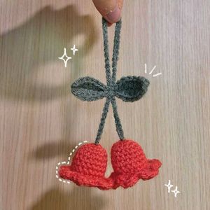 Crochet Bow Keychain and bell flower charm