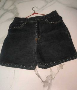Studded Denim Shorts