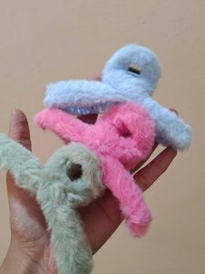 Fluffy Hair Clips Pack of 2