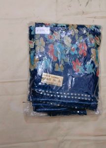 Elegant Blue Floral Print Saree