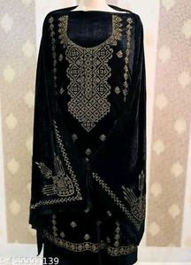 Elegant Embroidered Velvet Salwar Suit