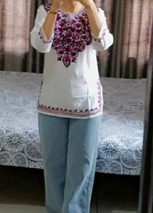 Embroidered White Top