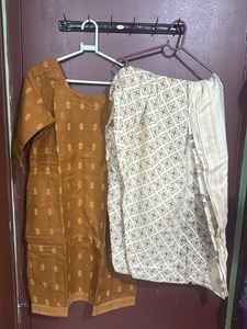Brown Printed Kurta Set