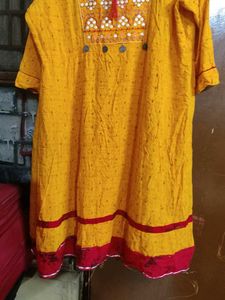 Yellow Embroidered Kurti