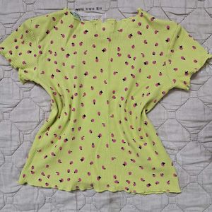 Lime Green Polka Dot Top