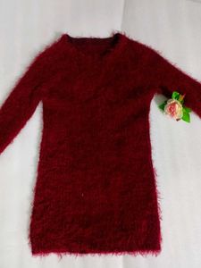 Korean Furr Long Sweater With Free Gift 🎁