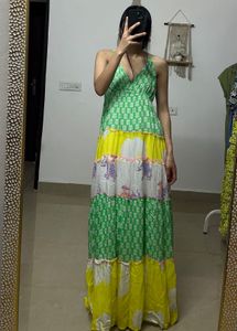Place DU SOLEIL Bright Pastel Tiered Maxi Dress
