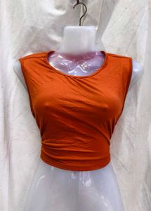 Orange Sleeveless Crop Top