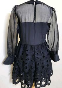 Black Sheer Sleeve Party Dress
