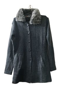 Elegant Gray Coat with Faux Fur_New_For Slim Girls