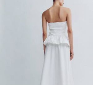 White Strapless Bubble Top