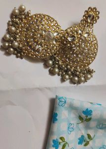 Gold &amp; Pearl Statement Earrings