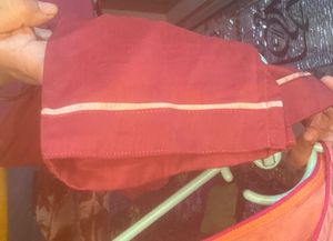 Classy Peach Kurta Set (includes trouser And Sacrf
