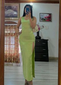 Green Satin Maxi Dress