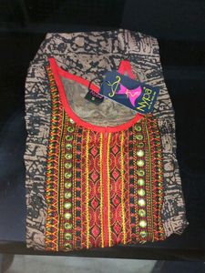 Latest Cotton Kurti With Embroidery And Mirror Work