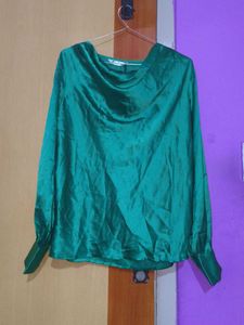 Emerald Green Satin Blouse