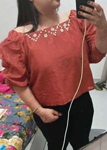 Red Off-Shoulder Top