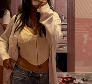 Beige Corset Tank Top