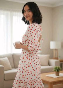 Polka Dot Open Back Dress