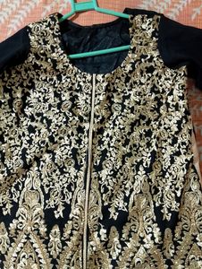 Black Embroidered Kurta With Sharara