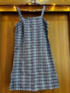 Blue Plaid Mini Dress from Japan