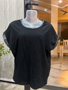 Black T-Shirt with Silver Trim