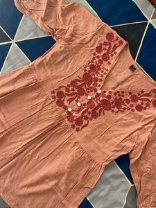 Peach Embroidered Top