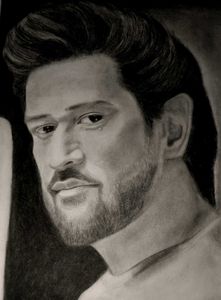 Ms Dhoni Portrait Sketch