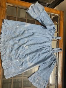 Blue Cold Shoulder Top