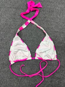 Striped Bikini Top - Hot Pink &amp; White