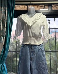 White Ruffle Top