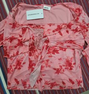 Pink Floral Wrap Top!!