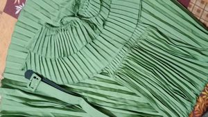 Green Pleated Skirt