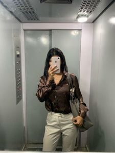Brown Satin shirt 🎀