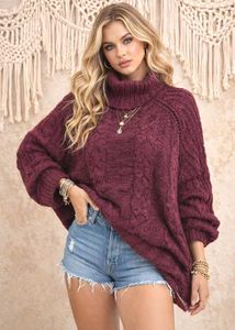 🎁Buy1 Get1 Free Burgundy Turtleneck Cable Knit E