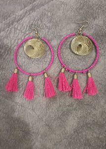 Pink Tassel Earrings